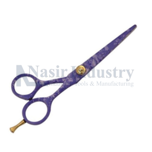Blue Decal Finish Professional Barber Scissors with Finger Rest