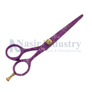 Purple Decal Finish Professional Barber Scissors with Finger Rest