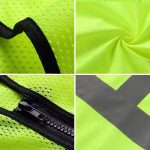 Reflective Safety Vest Yellow Black Mesh Jacket Breathable with Zipper and Multiple Pockets