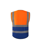Reflective Orange Blue Clothing Jacket Breathable Mesh Multi Pockets Zipper Support Safety Vest